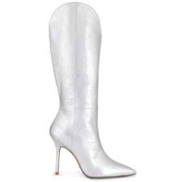 Stuart Weitzman Stuart Outrider 100 Boot in Silver - Picture 1 of 9